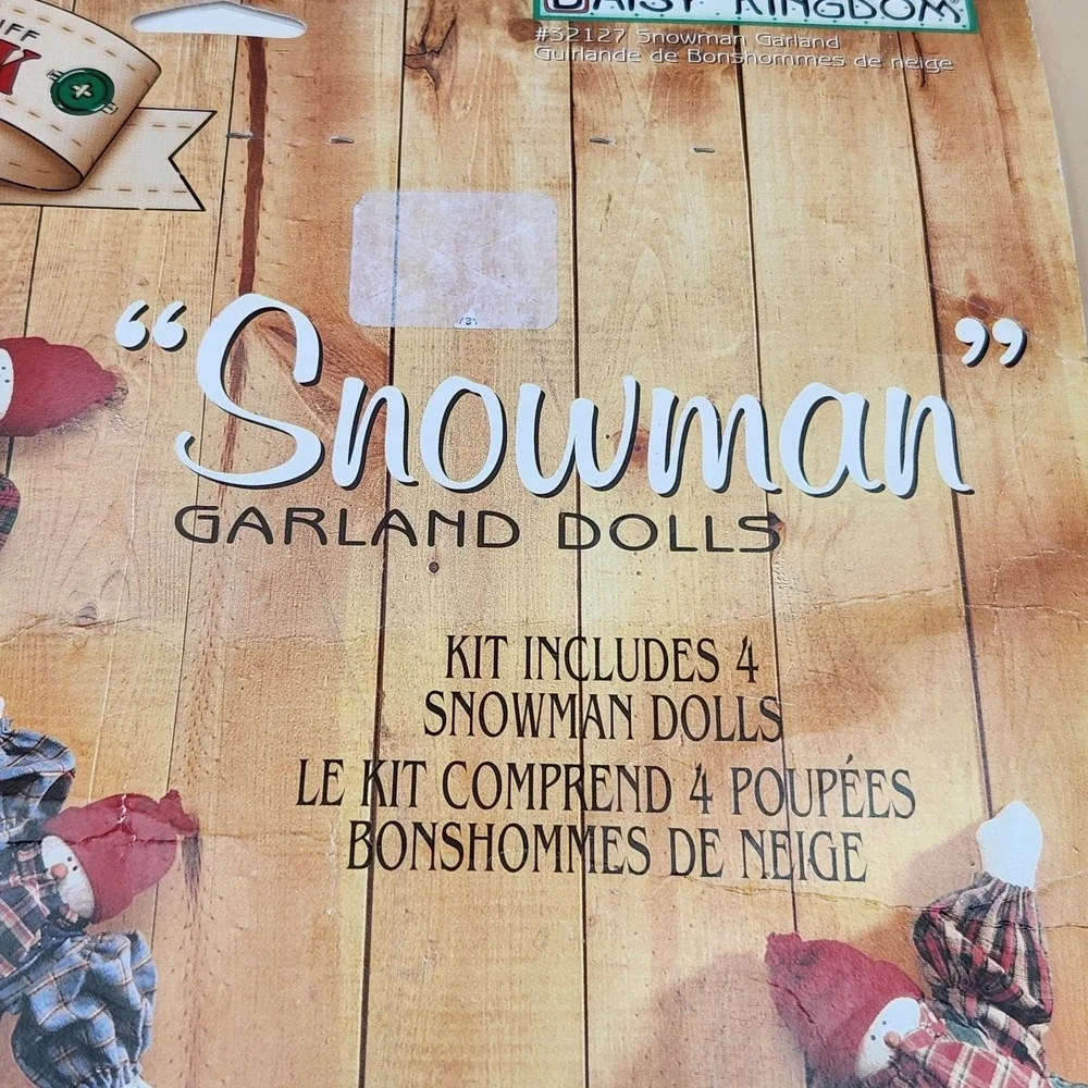 Daisy Kingdom Vintage Snowman Garland Dolls Christmas Country Decor 32127 NEW